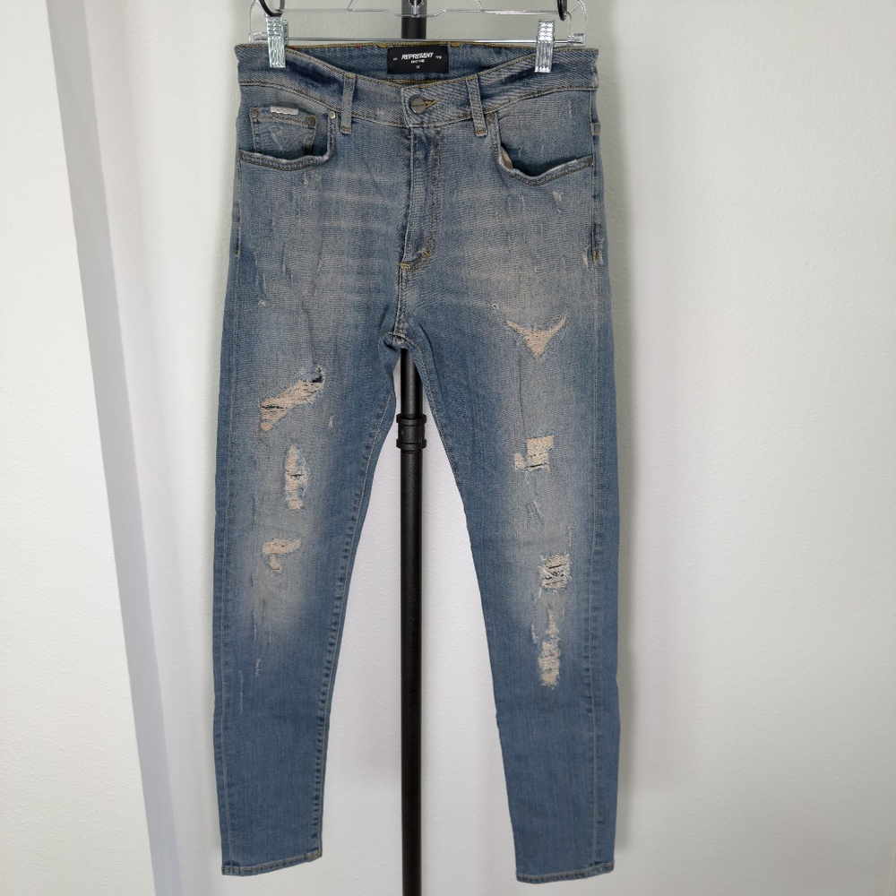 Represent Men’s Repairer Slim-Fit Jeans, Sand Blue